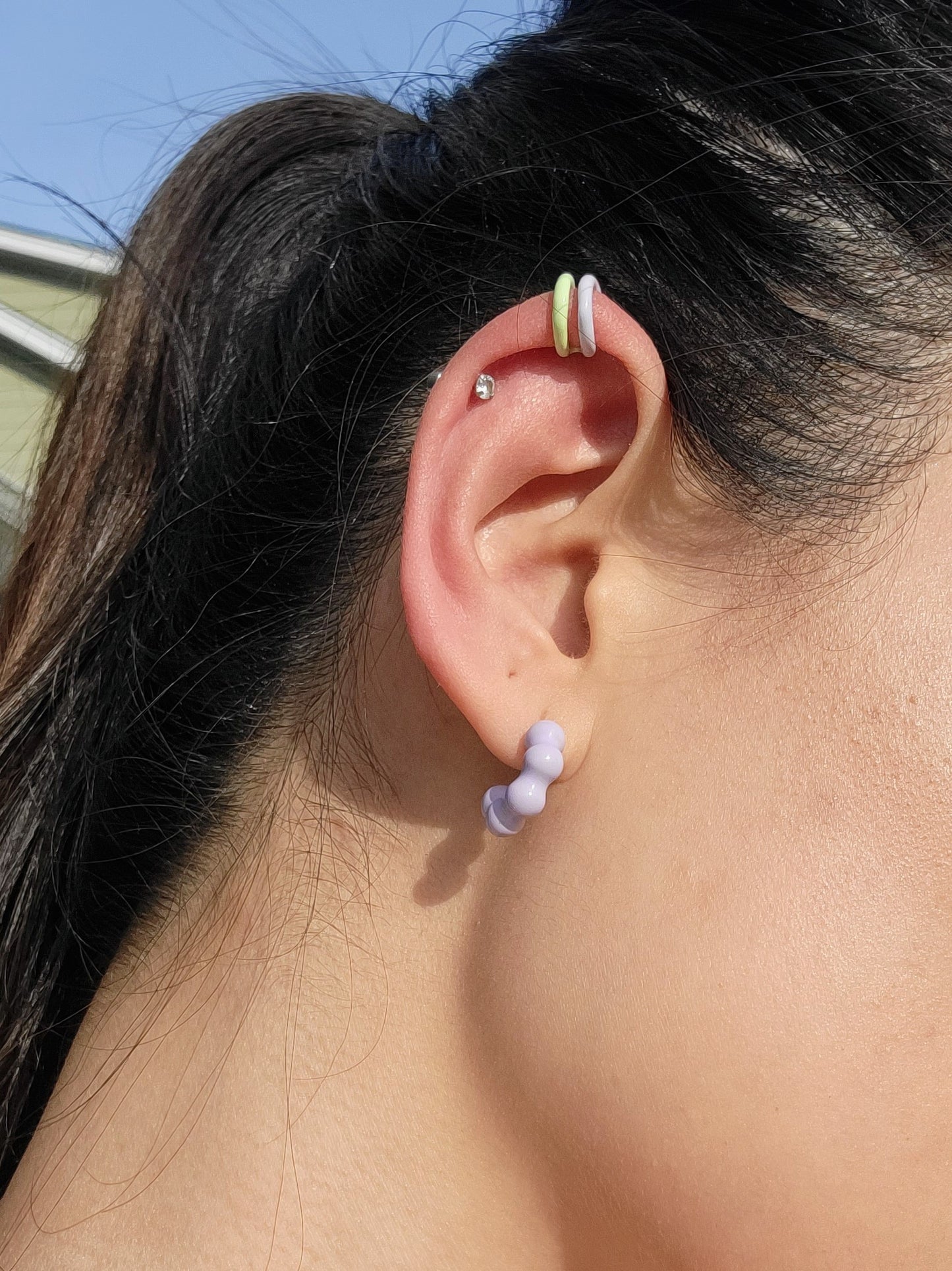 TWO TONE EAR CUFF [Single Cuff] - Purple & Green