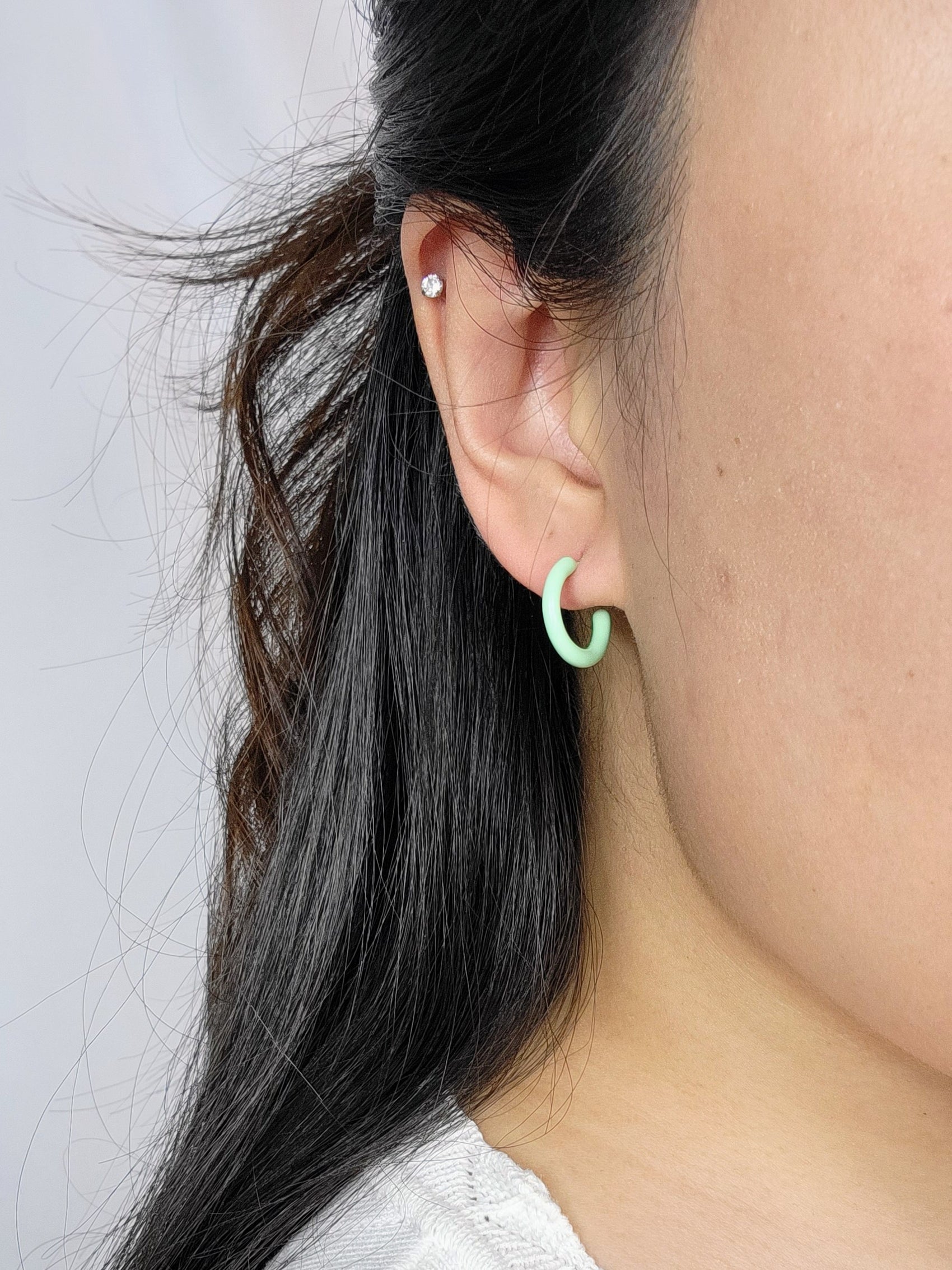 MINI HOOPS in Mint Green