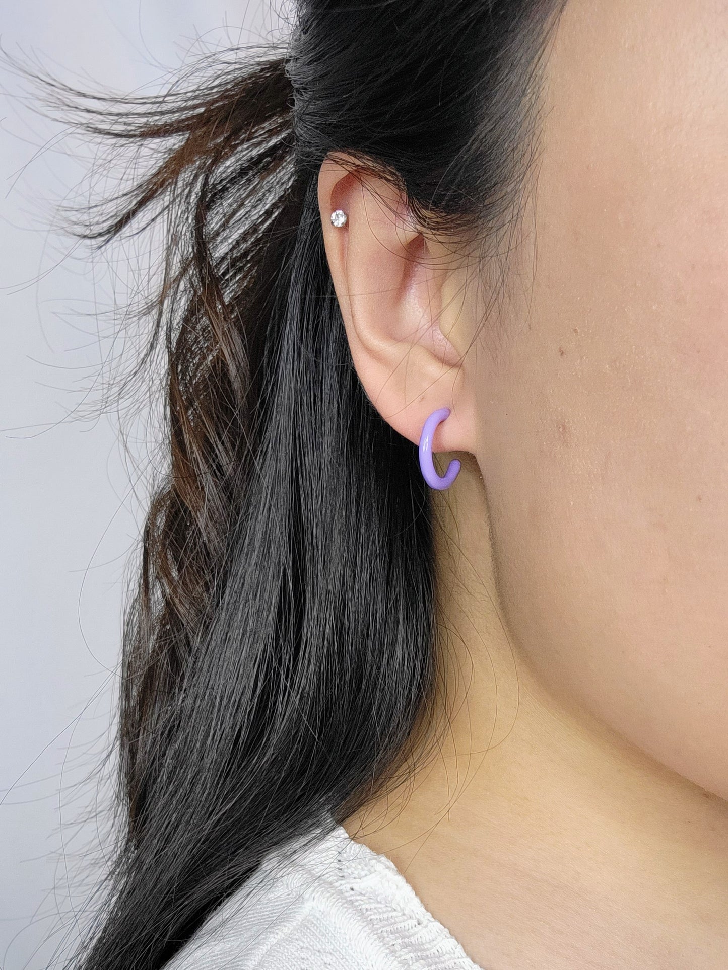 MINI HOOPS in Lavender Purple