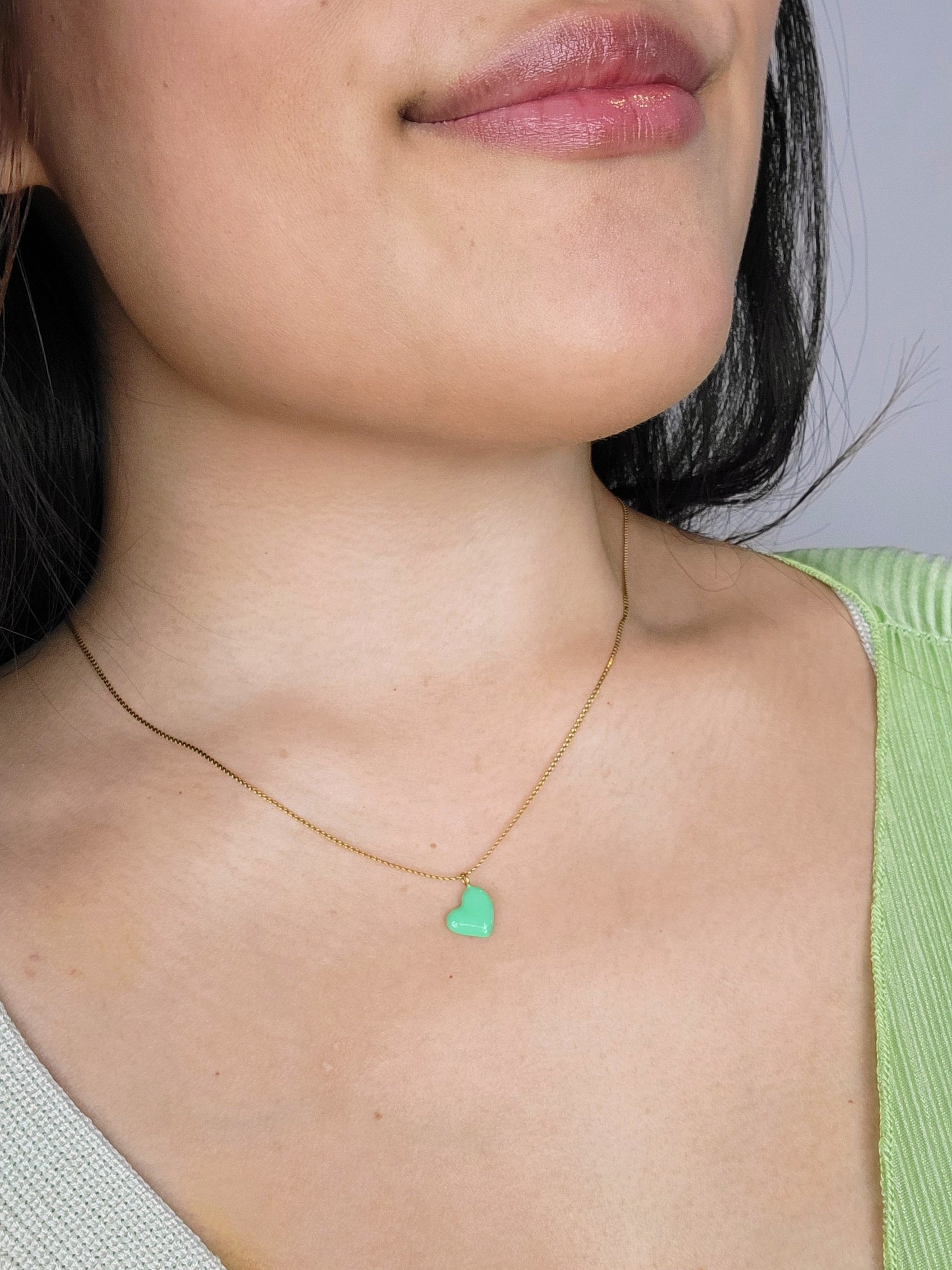 MINIMALIST HEART Necklace in Green