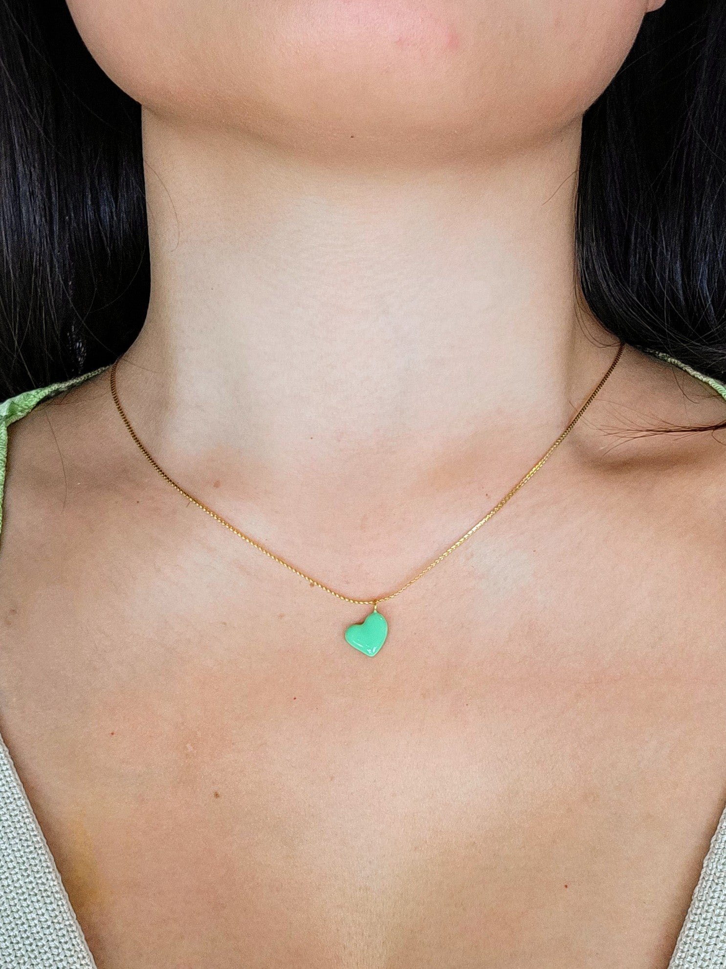 MINIMALIST HEART Necklace in Green