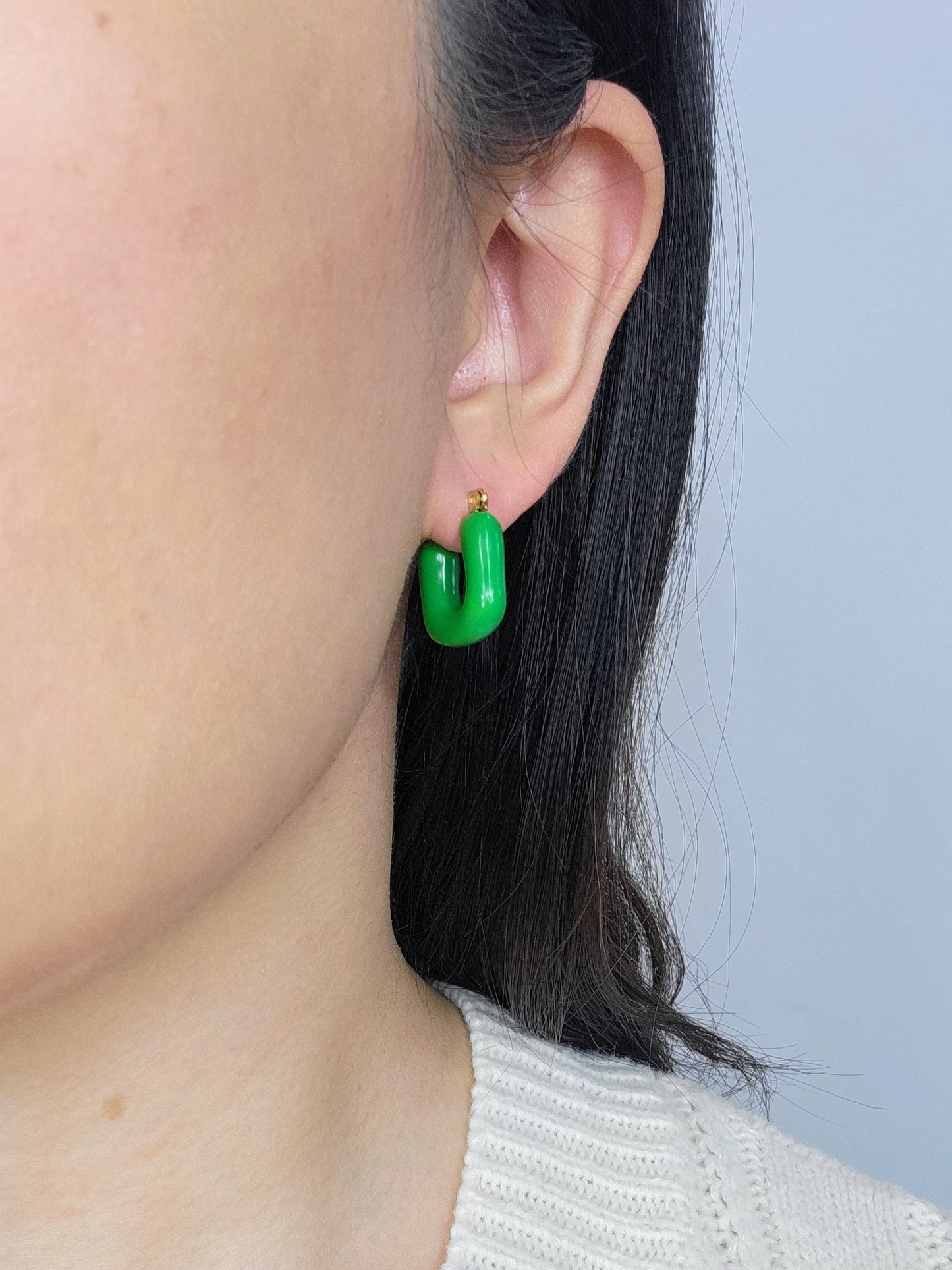 PUFFER EARRINGS in Green