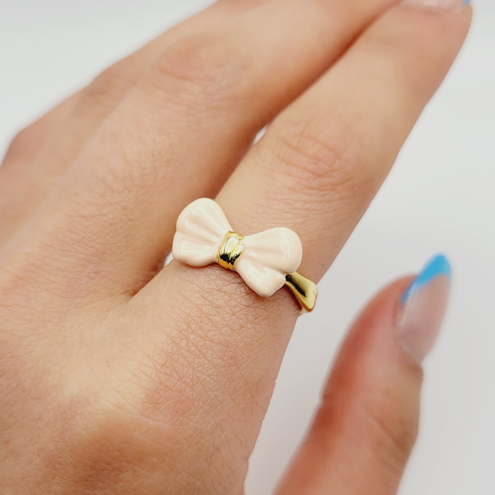 BOW RING in Ballet Nude