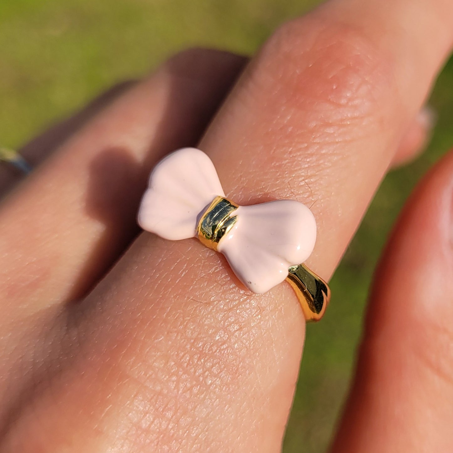 BOW RING in Ballet Nude