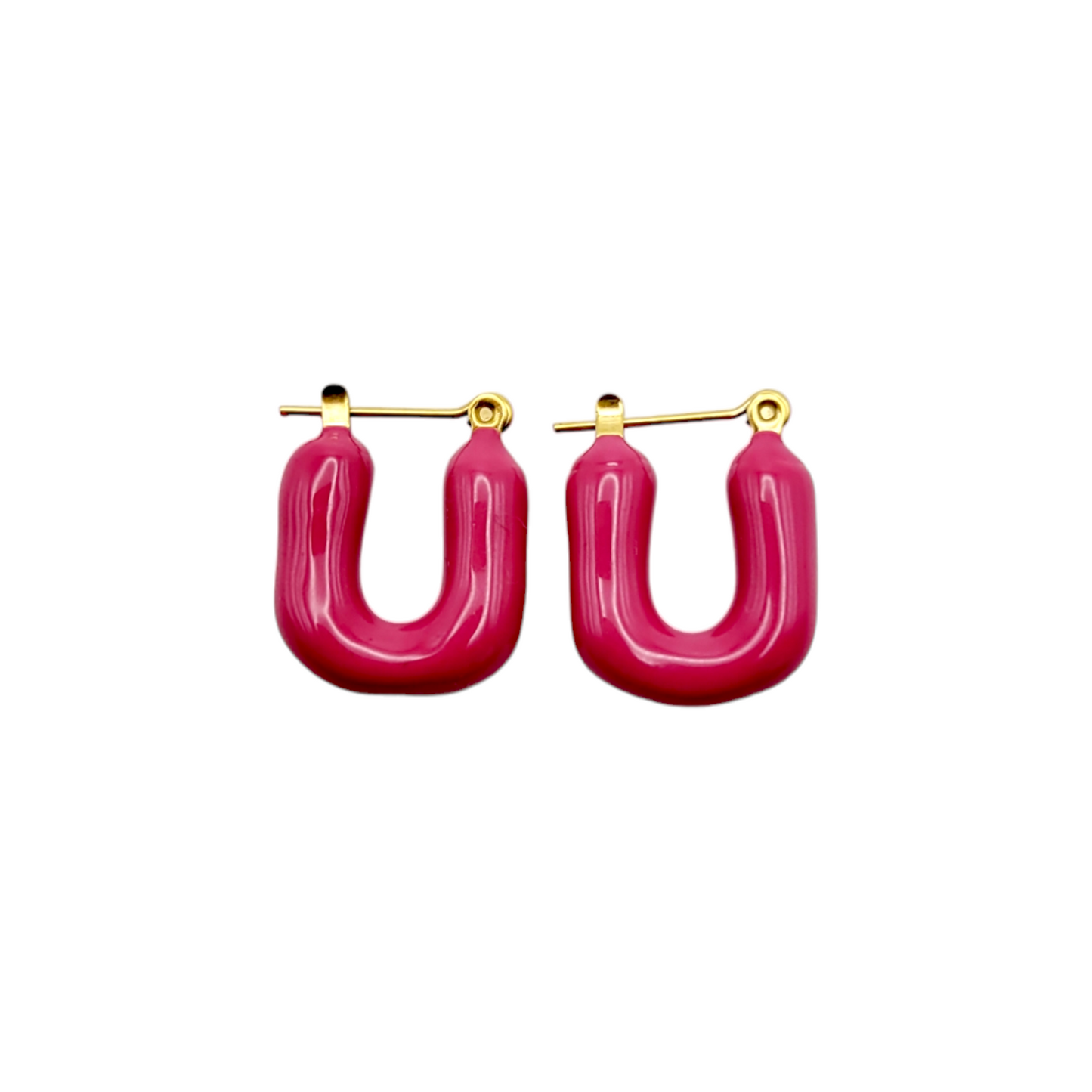 PUFFER EARRINGS in Raspberry