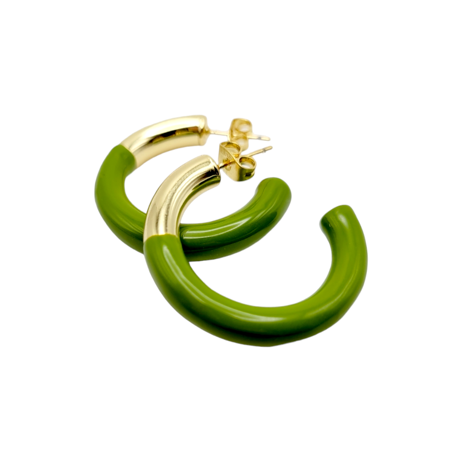 TWO TONED HOOPS in Golden Olive