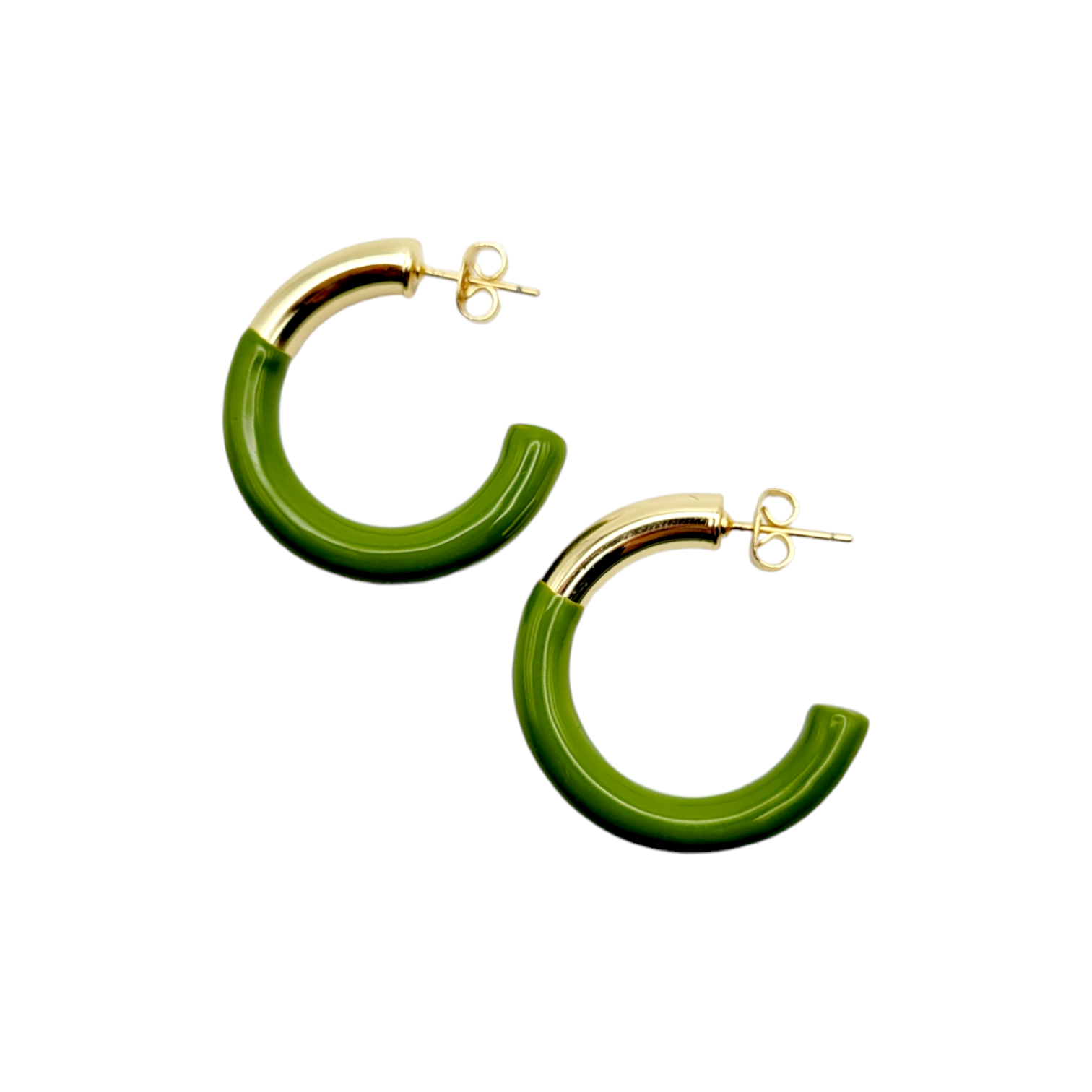 TWO TONED HOOPS in Golden Olive