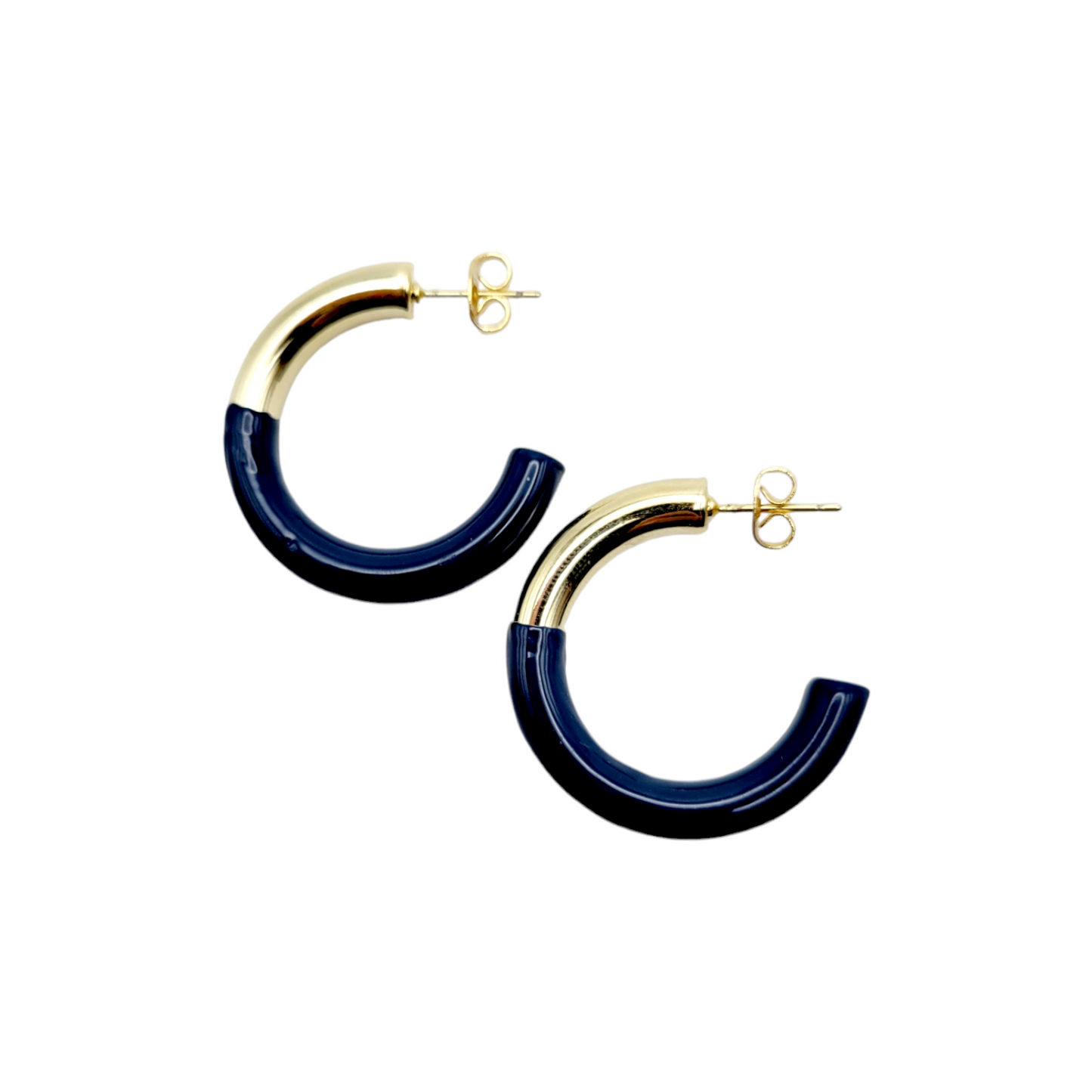 TWO TONED HOOPS in Golden Navy