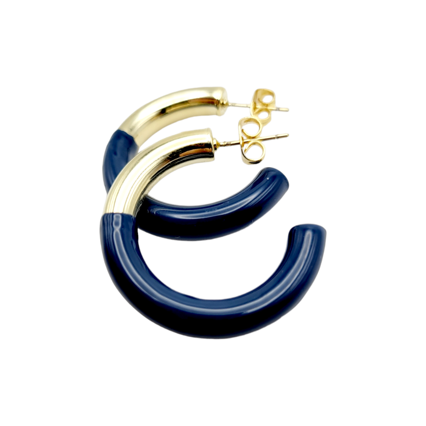 TWO TONED HOOPS in Golden Navy
