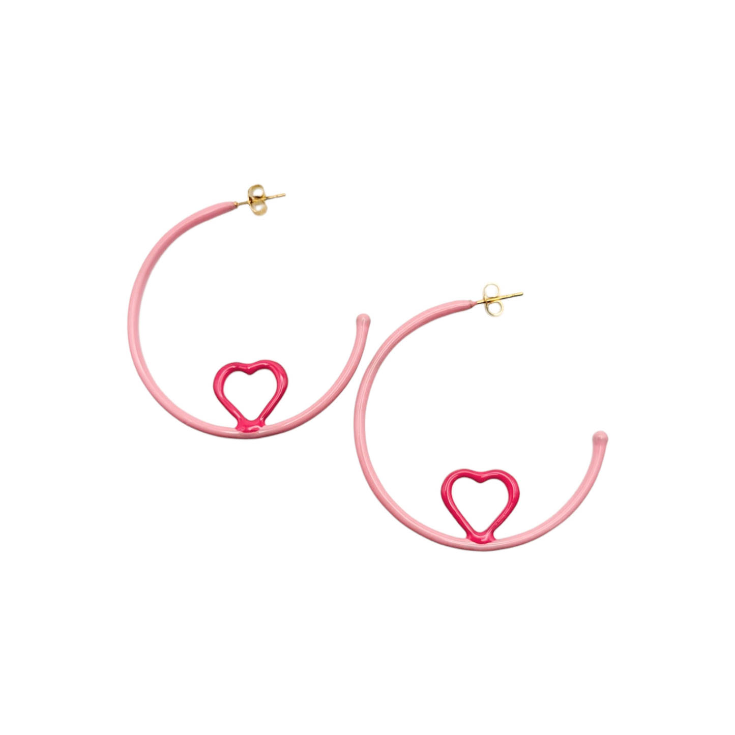 WEAR YOUR HEART ON YOUR HOOPS in Pink