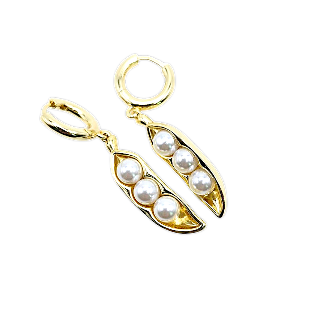PEAS IN A POD - Gold with White Pearls