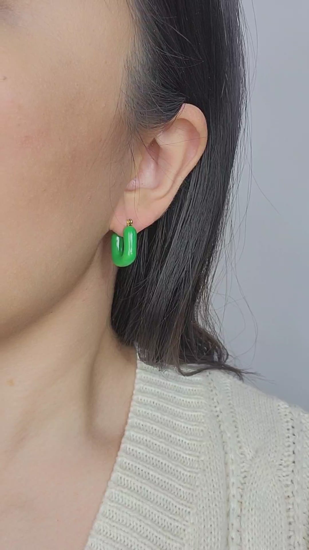 PUFFER EARRINGS in Green