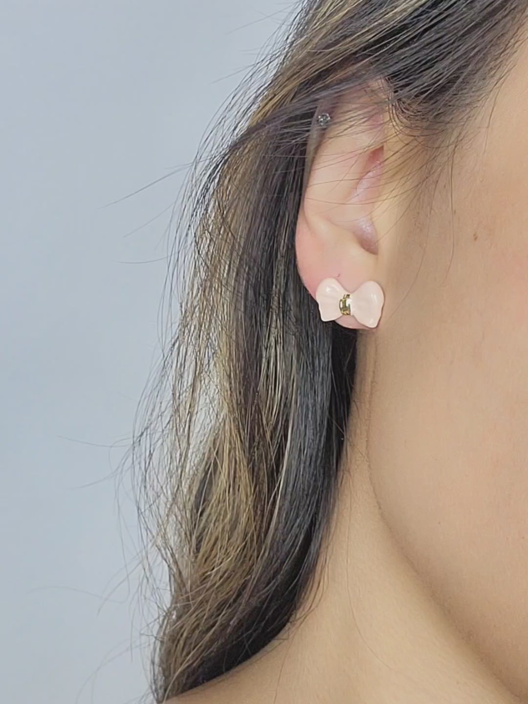 BOW EARRING in Ballet Nude