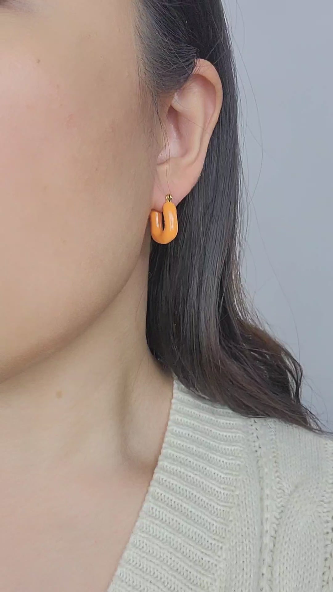 PUFFER EARRINGS in Orange