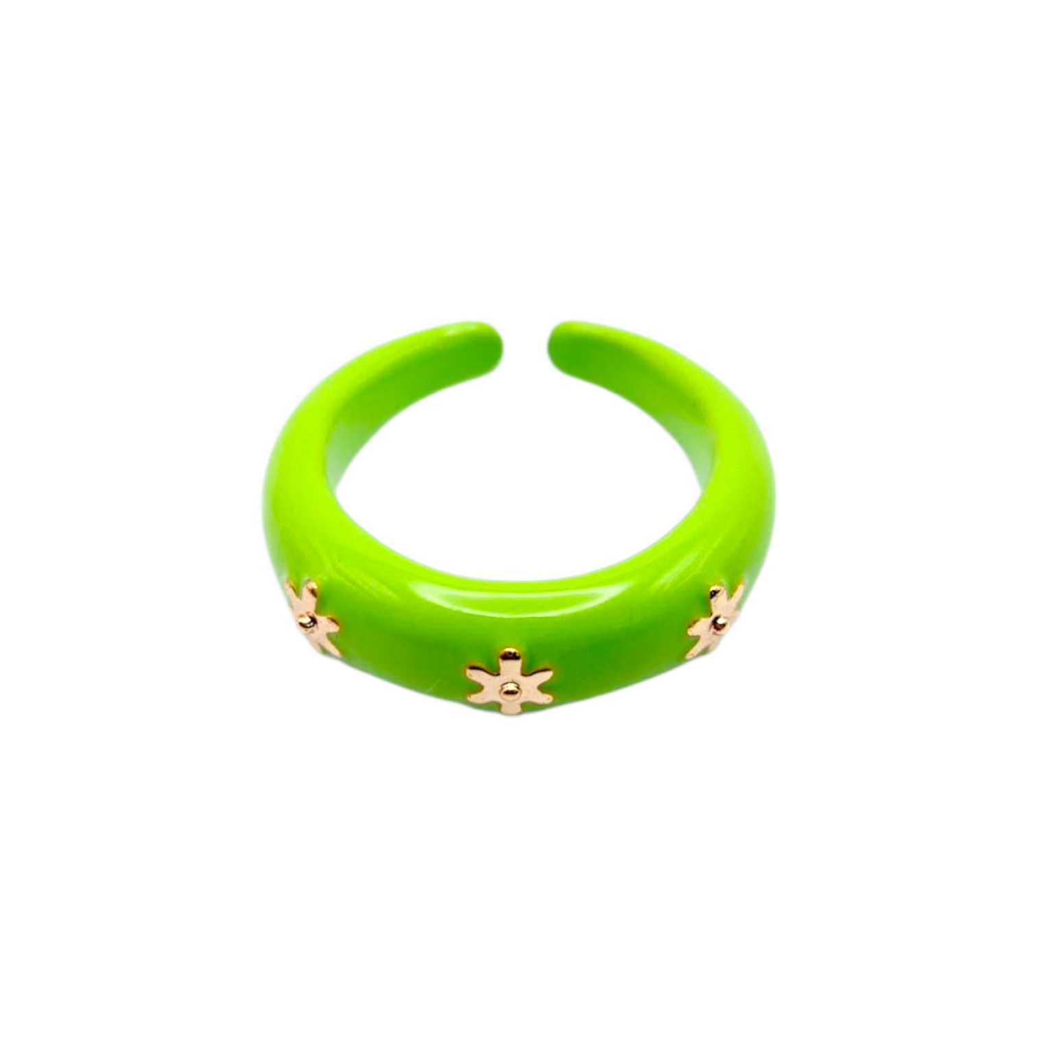Gold Floral Ring (Green)