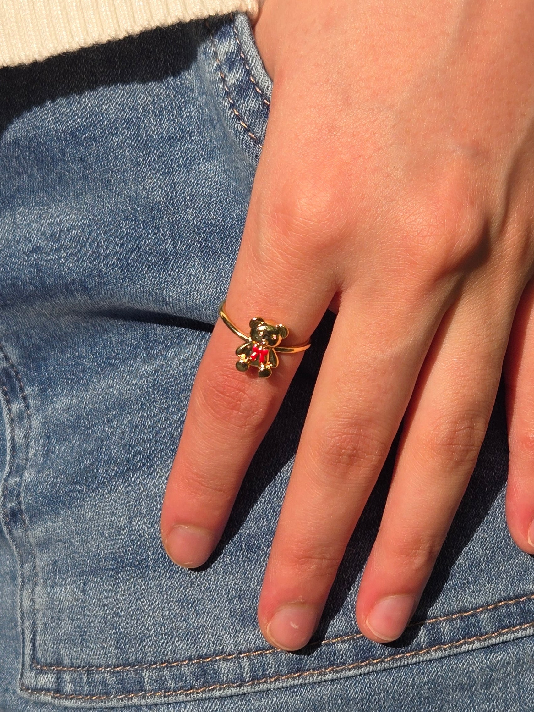 TEDDY BEAR RING in Gold