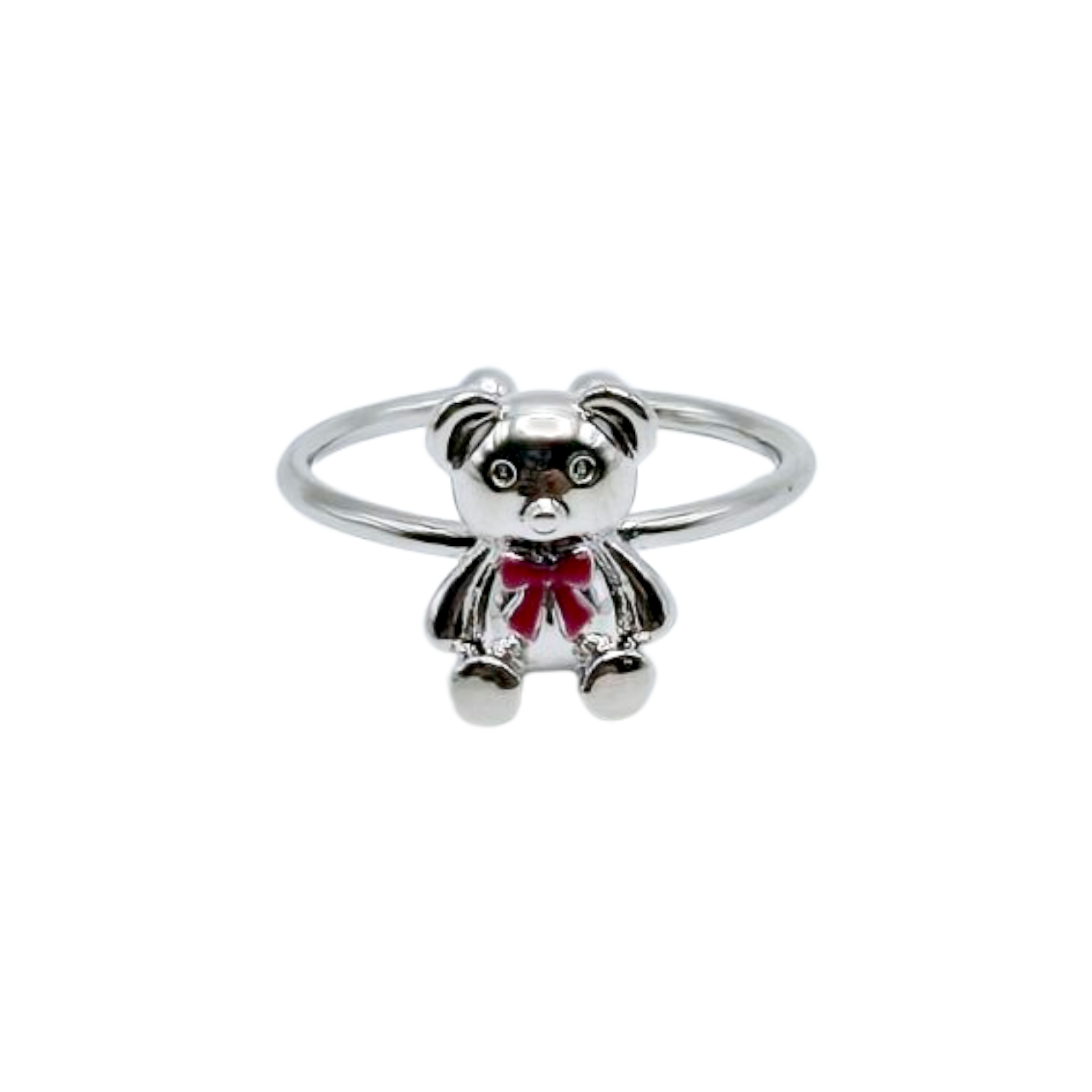 TEDDY BEAR RING in Silver