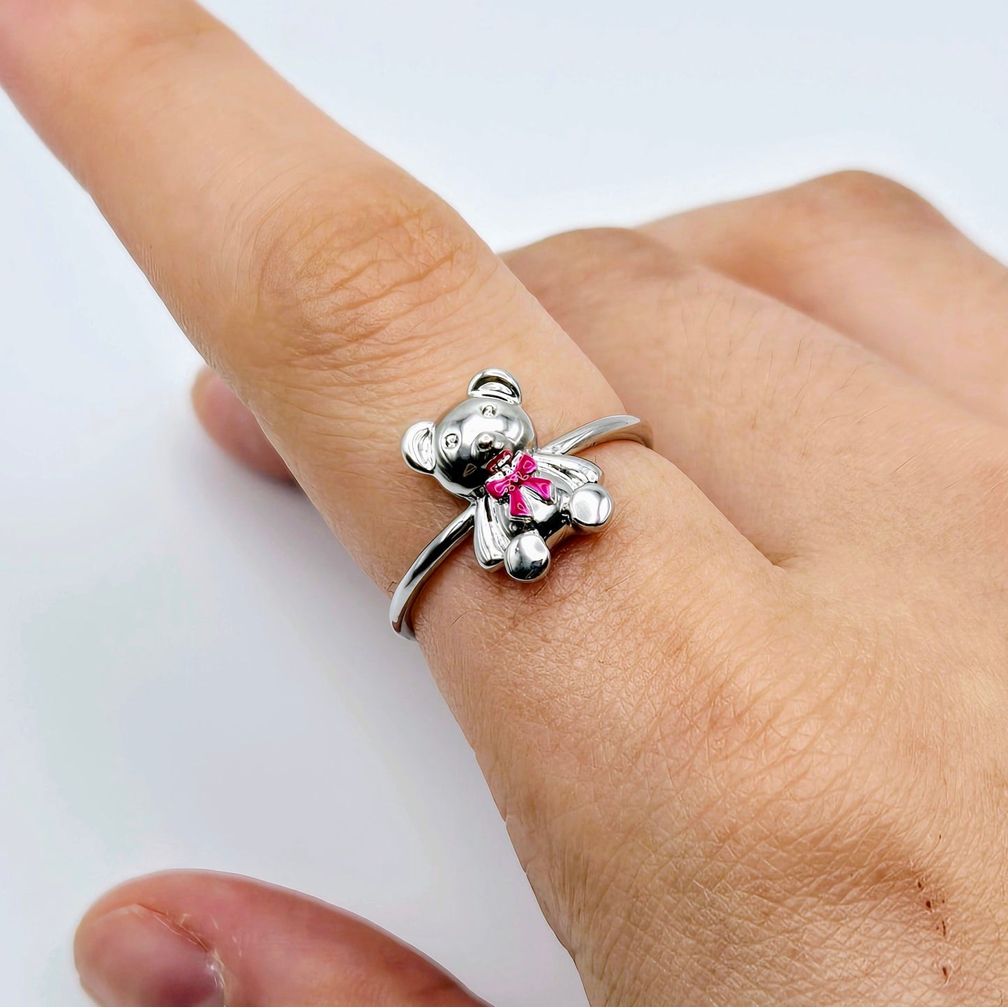 TEDDY BEAR RING in Silver