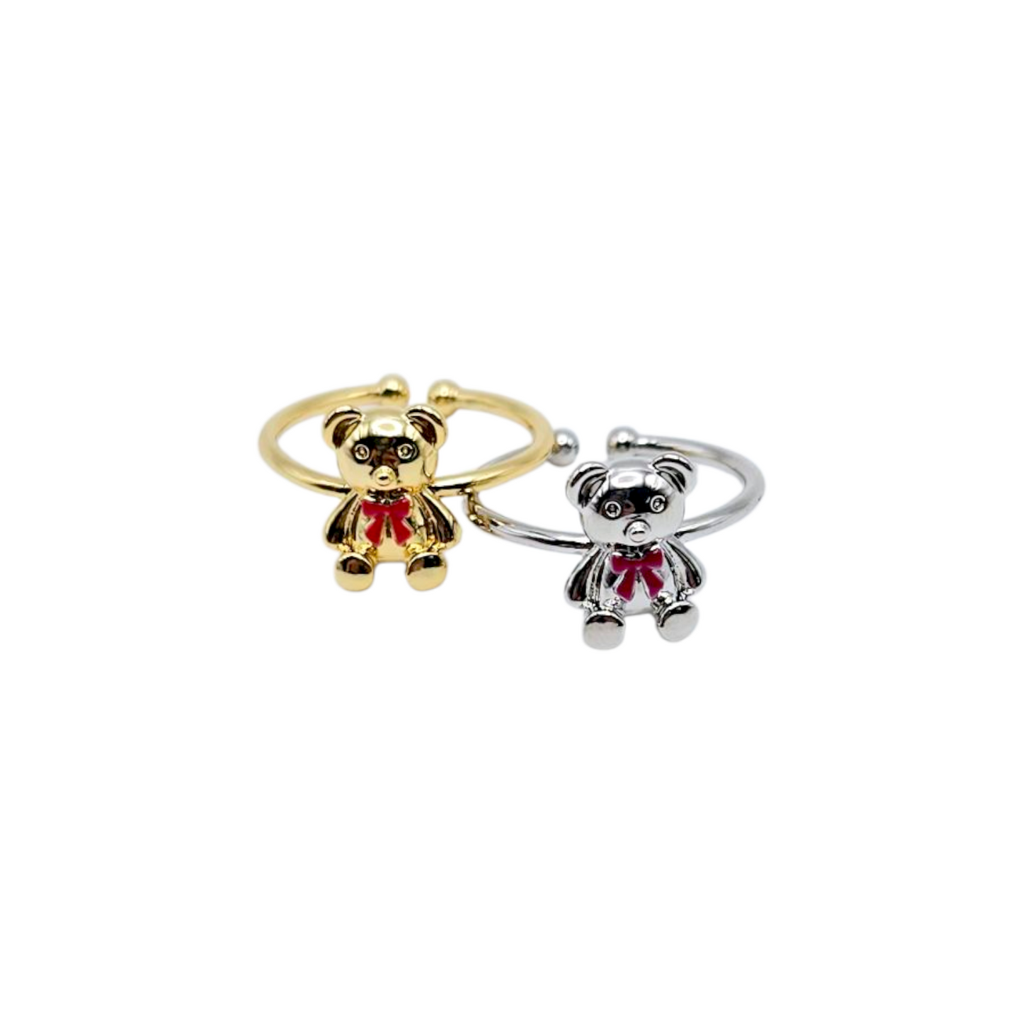 TEDDY BEAR RING in Silver