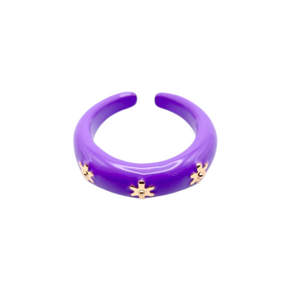 Gold Floral Ring (Purple)