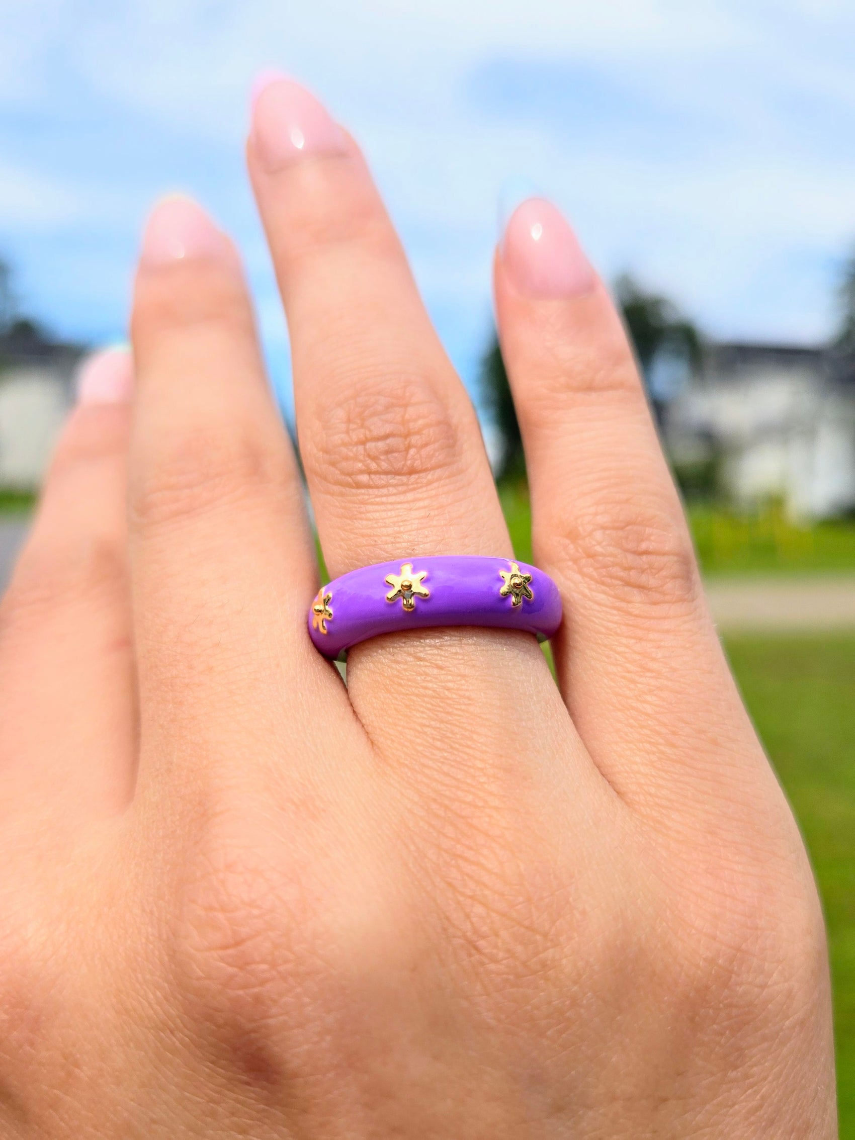 Gold Floral Ring 2 (Purple)