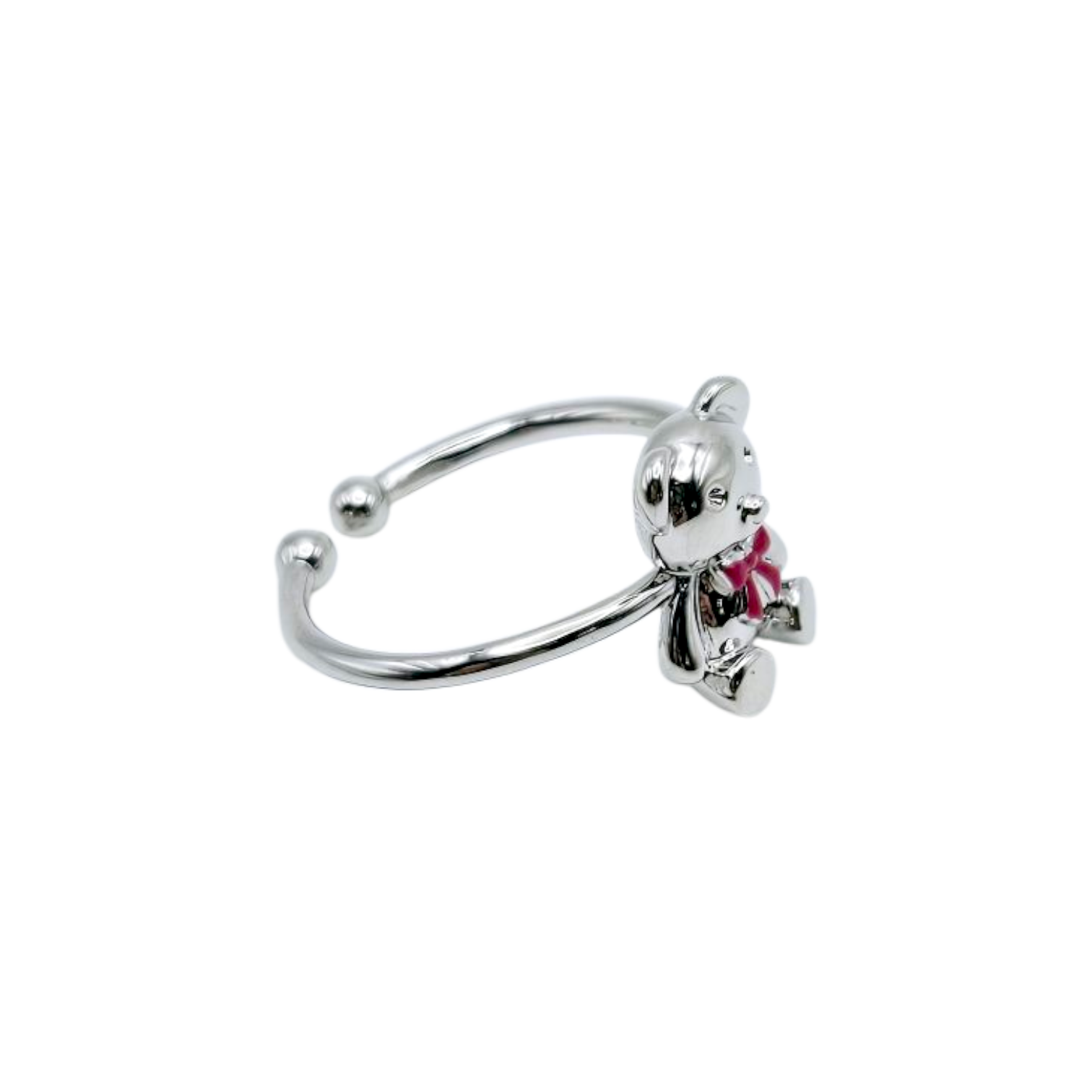 TEDDY BEAR RING in Silver
