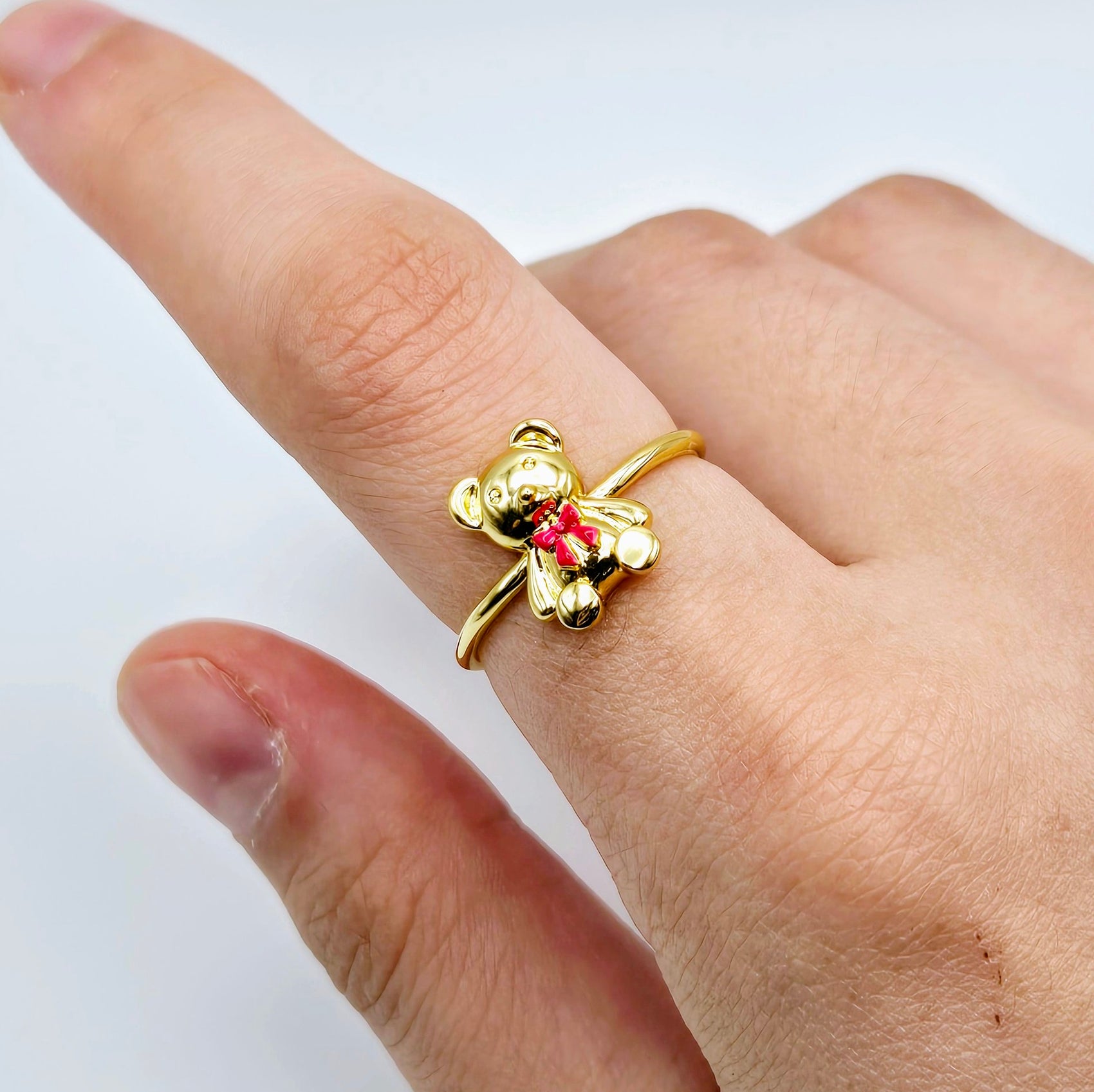 TEDDY BEAR RING in Gold