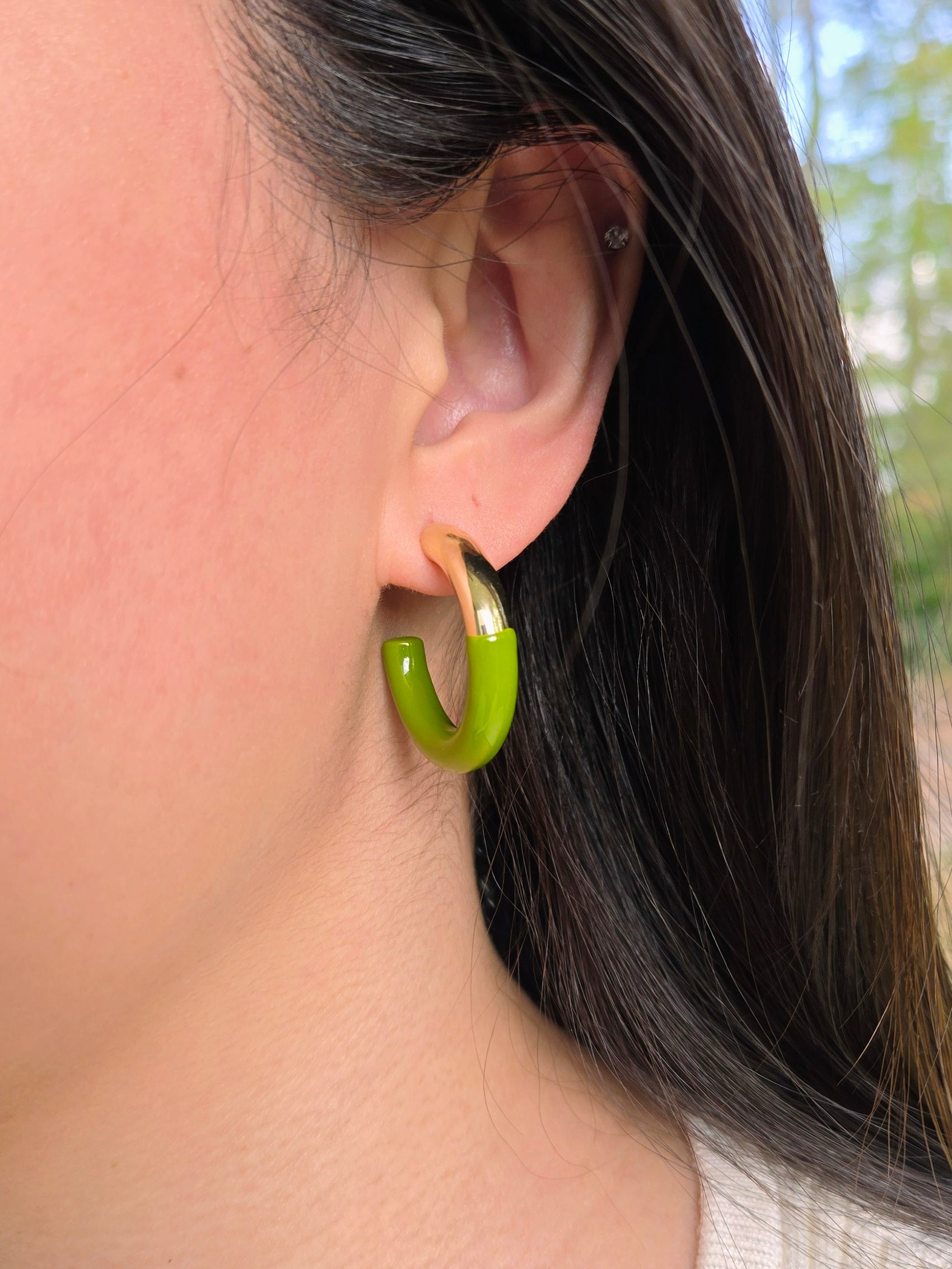 TWO TONED HOOPS in Golden Olive