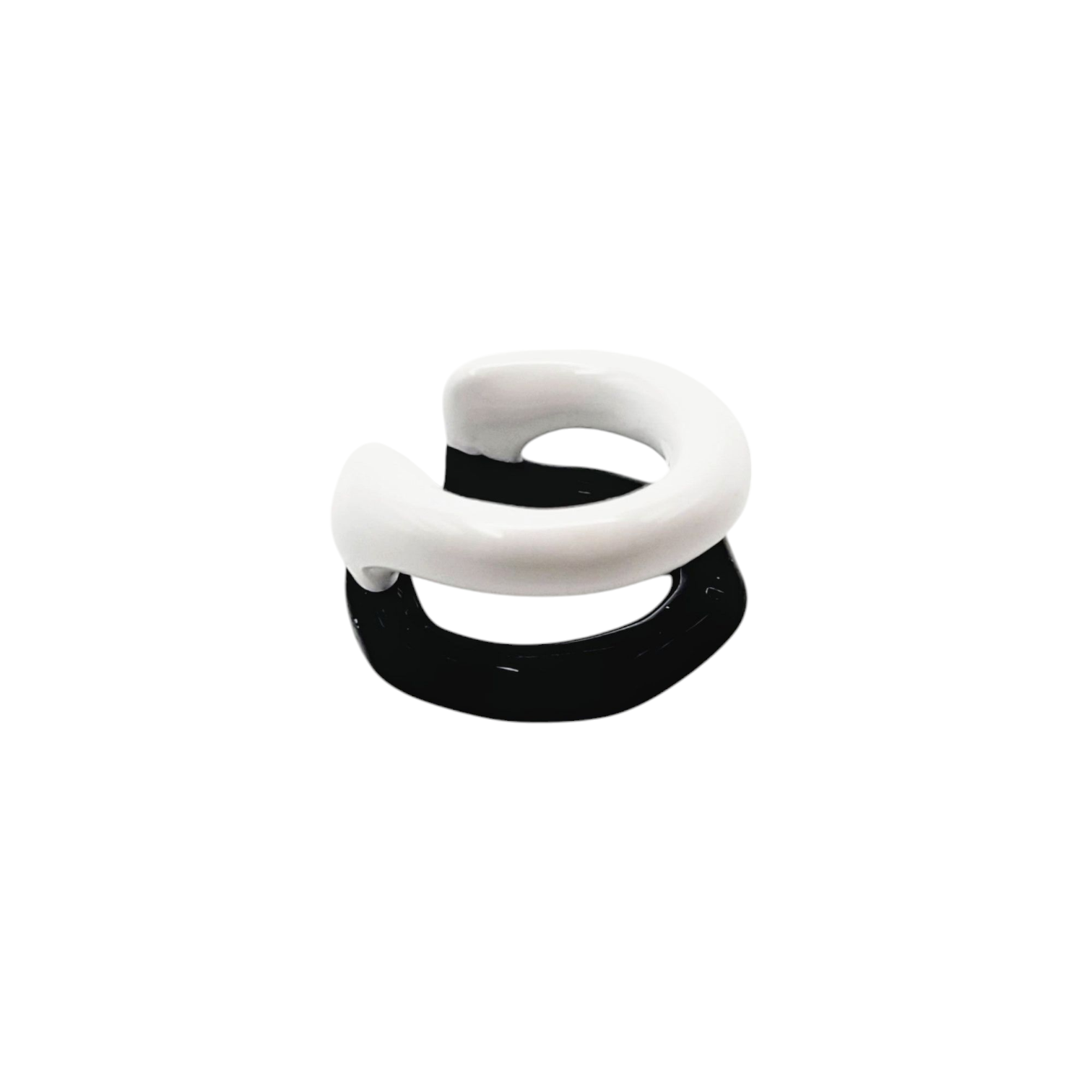 TWO TONE EAR CUFF [Single Cuff] - Black & White