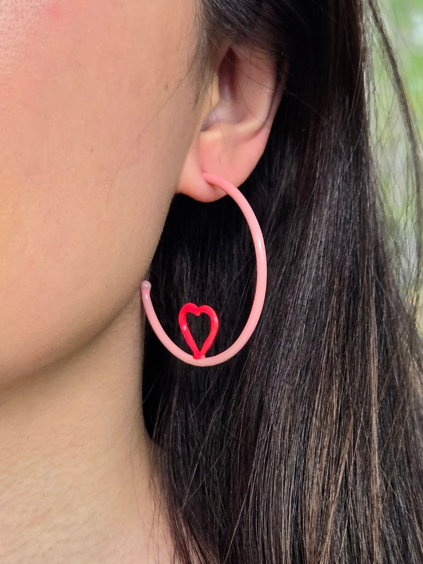 WEAR YOUR HEART ON YOUR HOOPS in Pink